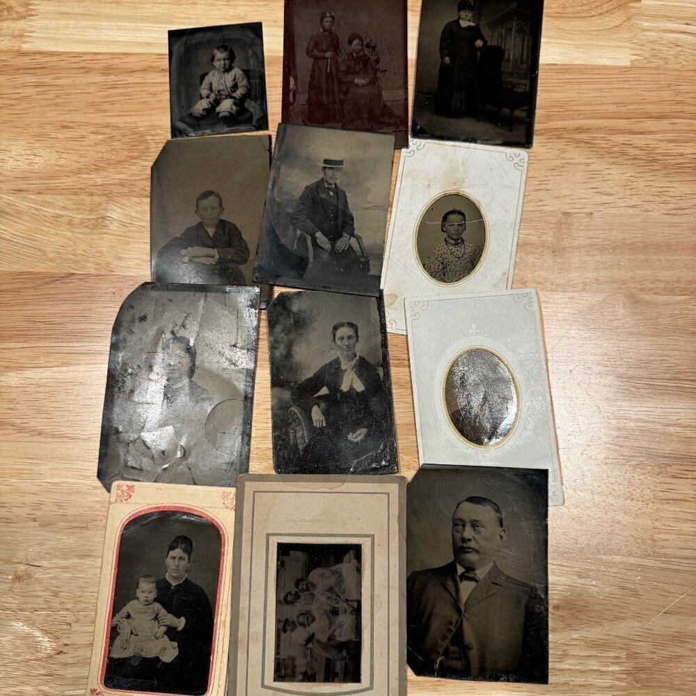 Lot Of 12 Tintype Ferrotypes Photos Plates 1860-1900  *